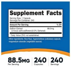 Alternative view of Nutricost Pure Saffron Extract, 88MG. Improves Mood, Focus, Eye Health & Energy, 240 Capsules.   |8 Months Supply|    Exp: