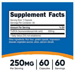 Alternative view of Nutricost TUDCA  (Tauroursodeoxycholic Acid) Bile Salts, 250mg. Supports Fat Digestion, Promotes Liver & Cellular Health    60 Capsules   Exp: 02/2029