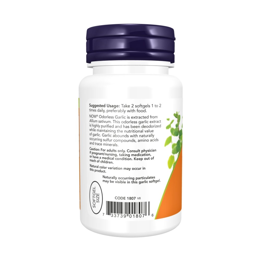 Now Foods Concentrated Odourless Garlic. Supports Heart Health, Immune, Blood Pressure, Metabolic Support, 100 Softgels. Exp: 12/2029 - Image 3