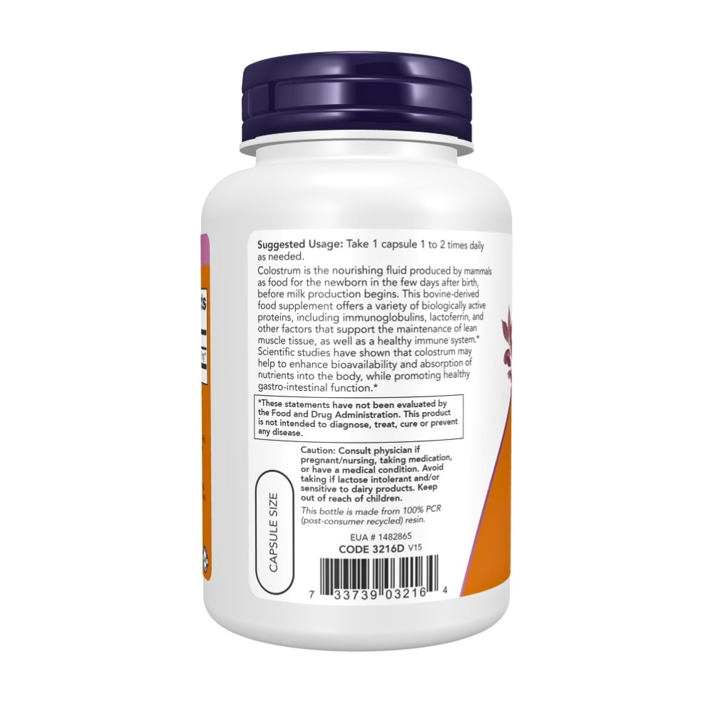Now Foods Colostrum, Immunoglobulin & Lactoferrin, 500MG. For Immune Support, Gut Health, Digestive Wellness, Exercise Recovery. 120 Capsules Exp: 6/2029 - Image 3