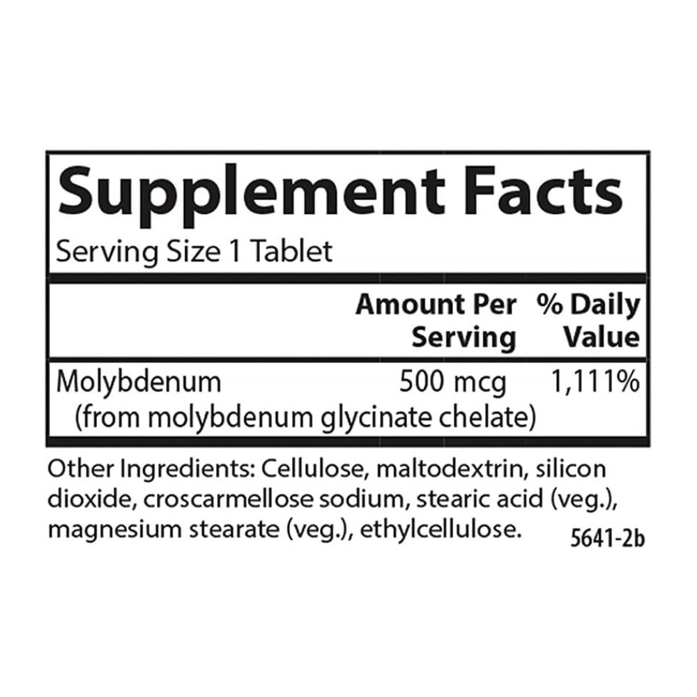 Carlson Moly-B, Molybdenum Glycinate 500MCG. For Metabolic Balance, Detox Support, 100 Tablets. Exp: 09/2030 - Image 3
