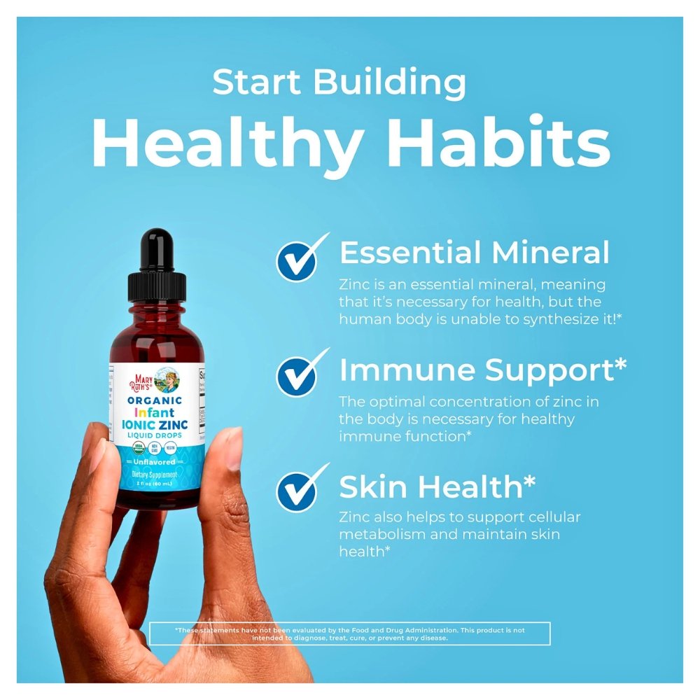 MaryRuth's Organic Infants Ionic Zinc Liquid Drops. For Immune Support, Growth & Development, Healthy Skin & Wound Healing, 60mls Exp: 06/2027 - Image 3