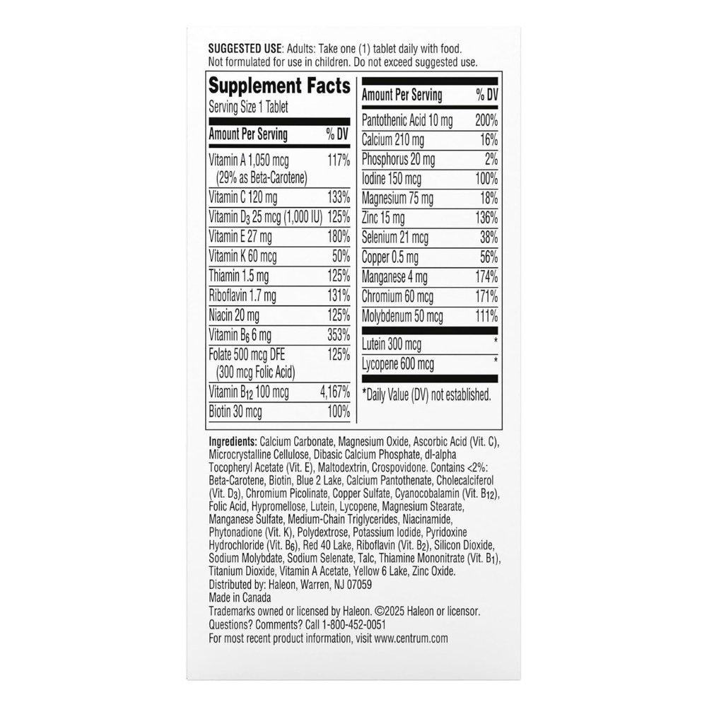 Centrum Silver Men's 50+ Multivitamin. Supports Well Aging, Heart Health, Memory, Cognition in Older Adults, 100 Ct. |3+ Months Supply | Exp: 02/2028 - Image 3