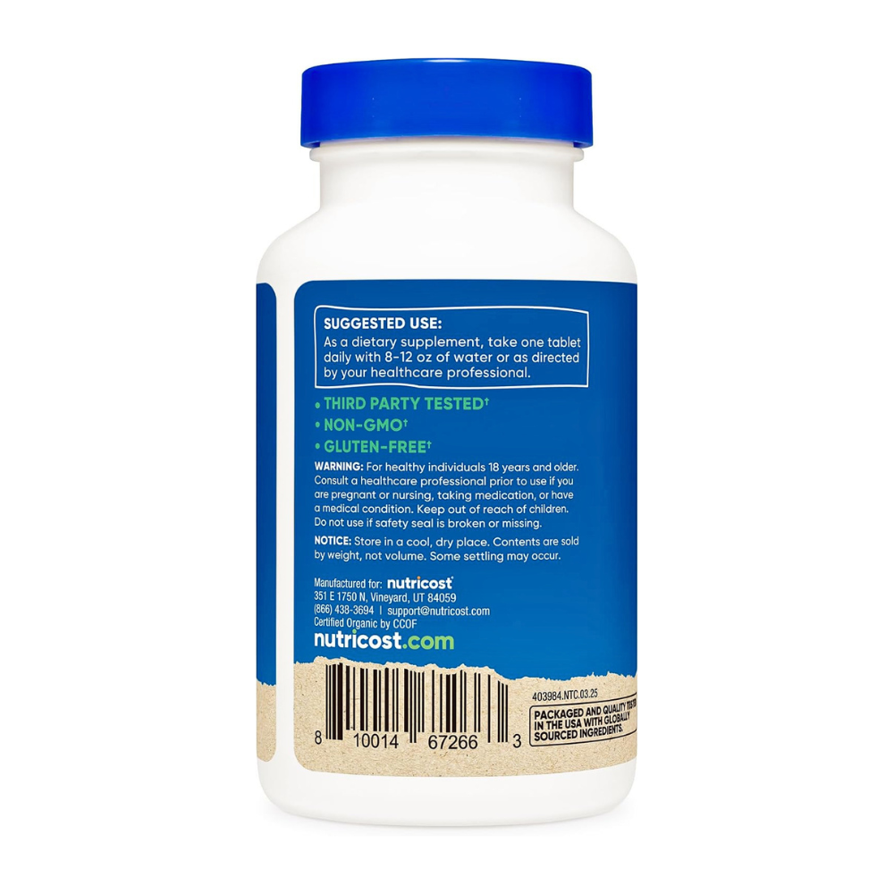 Nutricost Organic Spirulina ,500mg. Detoxification, Antioxidant, Blood Pressure Support, Healthy Skin, Superfood, 240 Tablets Exp: 04/2029 - Image 4