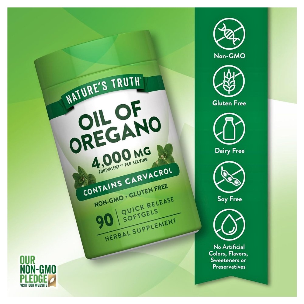 Nature's Truth Oil of Oregano With Carvacrol. For Antimicobial, Antioxidant Support. Exp: 01/2029 - Image 4