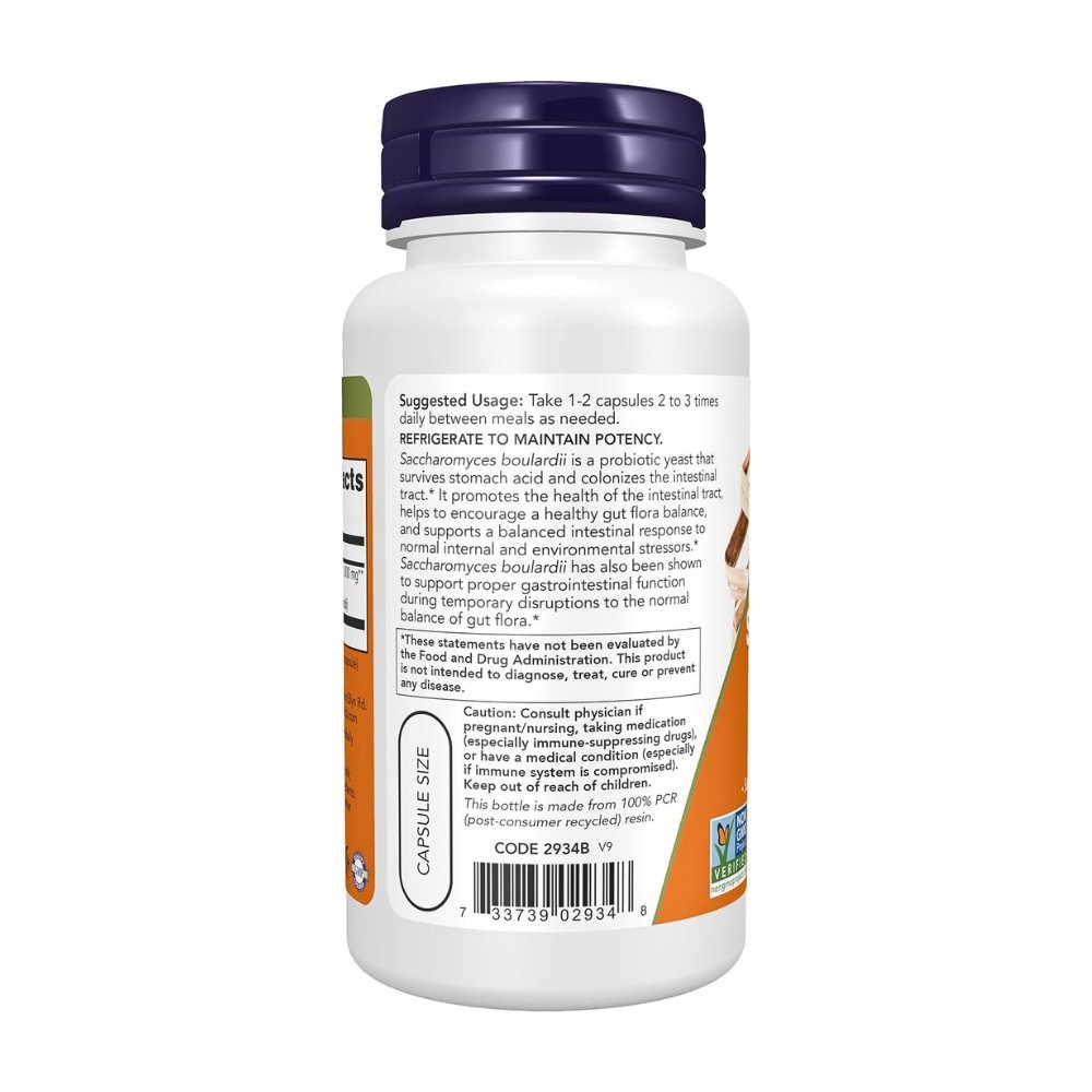 Now Foods Saccharomyces Boulardii Prebiotics. For Digestive Health & Intestinal Tract Support, 10 Billion CFU Per Serving, 60 Capsules. Exp:08/2028 - Image 4