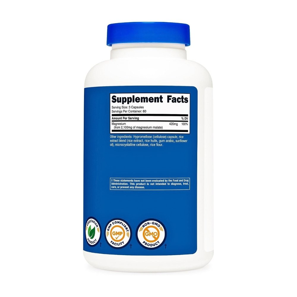 Nutricost Magnesium Malate 2100MG. Energy, Muscle & Nervous System Support. 180 Capsules Exp: 05/2029 - Image 4