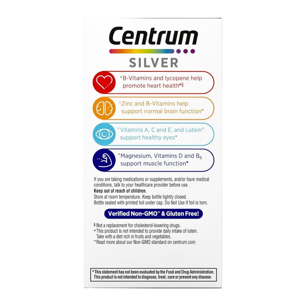 Centrum Silver Men's 50+ Multivitamin. Supports Well Aging, Heart Health, Memory, Cognition in Older Adults, 100 Ct. |3+ Months Supply | Exp: 02/2028 - Image 4