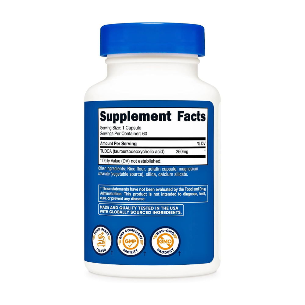 Nutricost TUDCA (Tauroursodeoxycholic Acid) Bile Salts, 250mg. Supports Fat Digestion, Promotes Liver & Cellular Health 60 Capsules Exp: 02/2029 - Image 5
