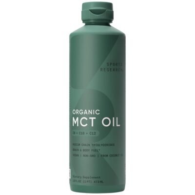 Sports Reearch Keto C8 Organic MCT Oil From Coconut, Medium Chain Triglycerides (C8). For Brain & Body Fuel, Improved Athletic Performance,  473mls  Exp: 01/2029